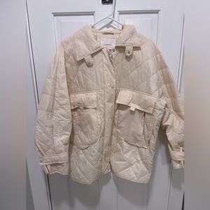 Anthropologie Beige Quilted Utility Jacket